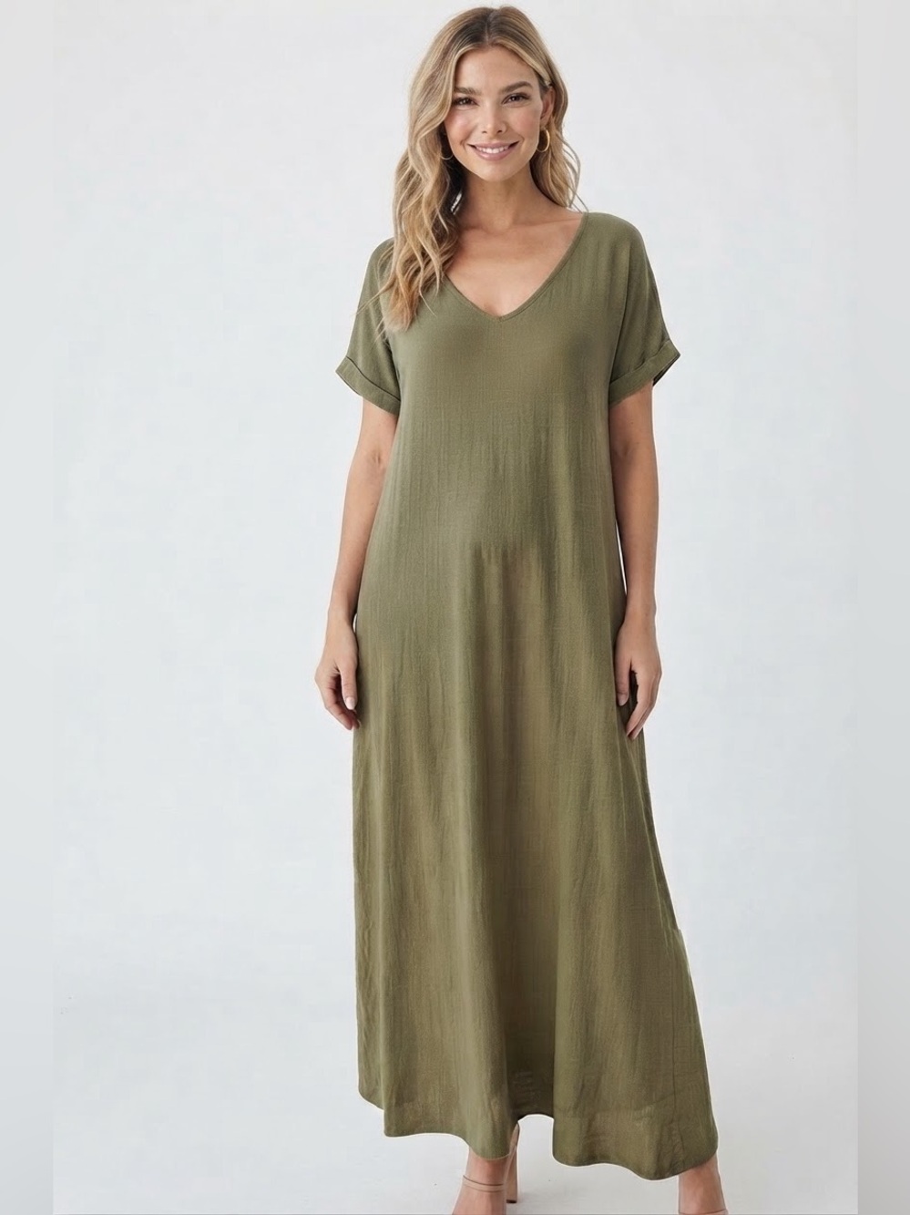 Olive Green Flowing maxi dress